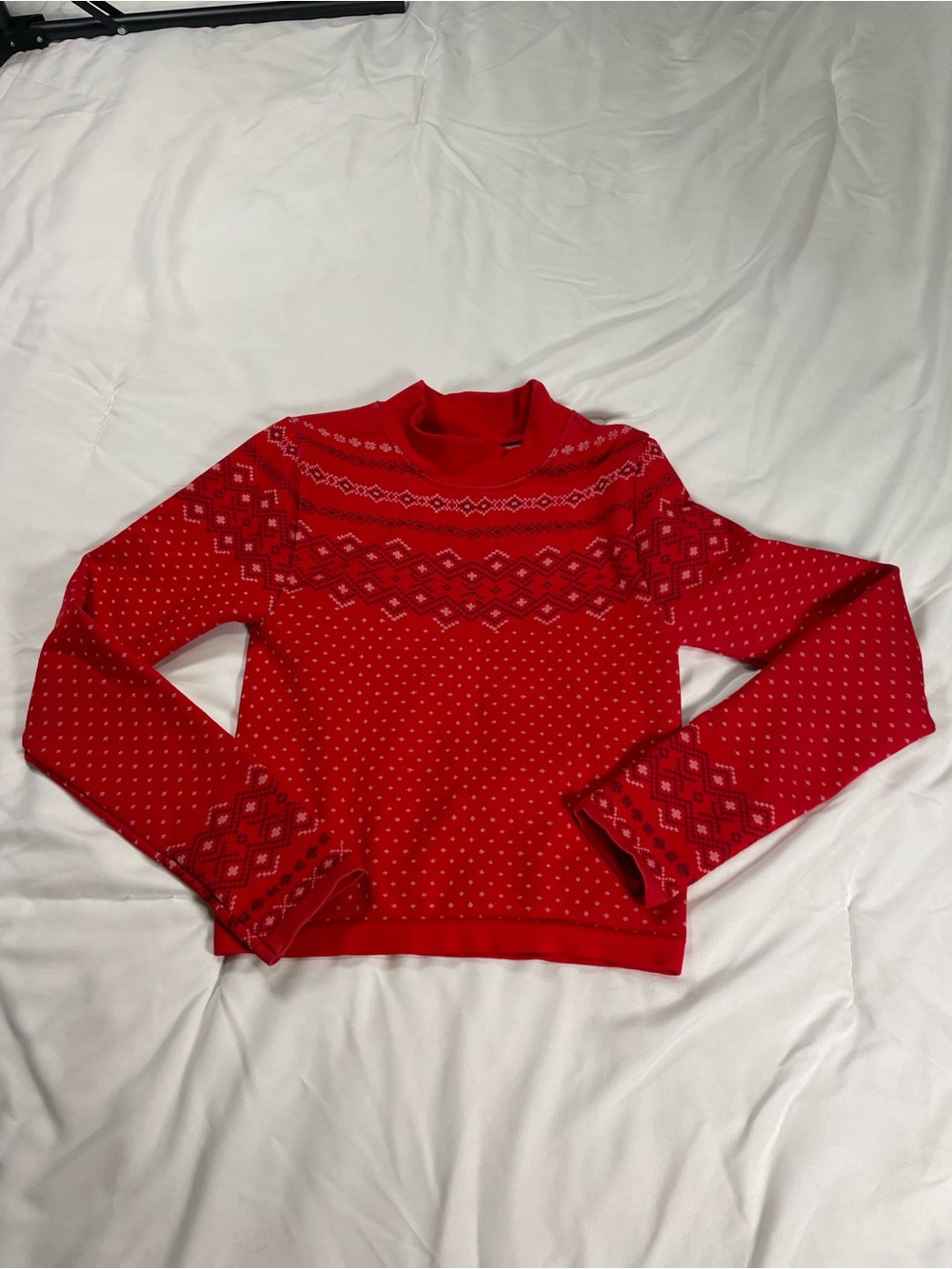 Fabletics Red Fair Isle Nordic Matching Set Leggings Top Women’s M Holiday - Picture 3 of 12